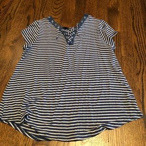 kids blue and white stripped top